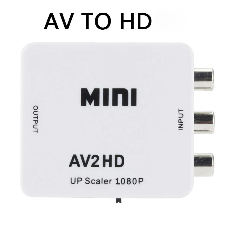 HD 1080P hdmi-compatible To RCA AV/CVBS Adapter Converter High Quality AV2HD Audio Video Cable CVBS AV Adapter with USB Cable Qme AV to HD White
