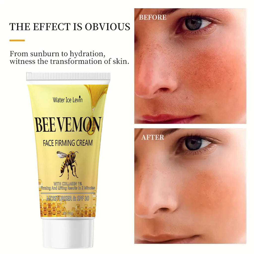 Bee Venom Face Firming Cream with 1% Collagen - Lifting & SPF 30 Moisturizer for Visible Results in 2 Minutes. Qme