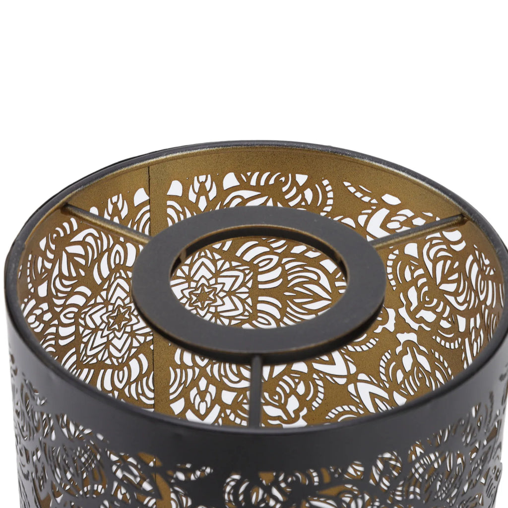 Lamp Shade Cylindrical Circular Pattern Black Lamp Shade Detachable Interventional Installation Wrought Iron for Nightstand Qme