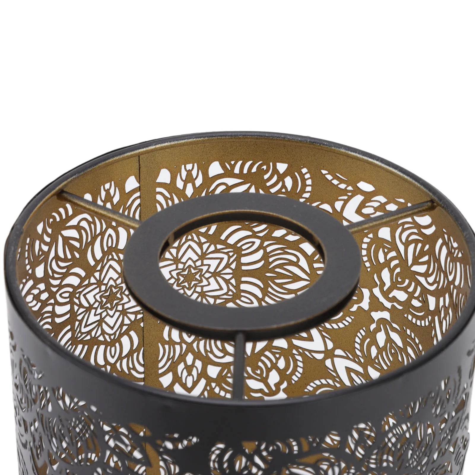 Lamp Shade Cylindrical Circular Pattern Black Lamp Shade Detachable Interventional Installation Wrought Iron for Nightstand Qme