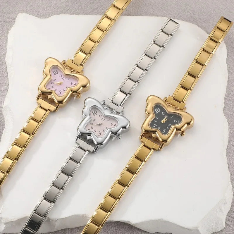 1PC Y2K Colorful Digit Dial High Quality Women Stainless Steel Butterfly Shape Watch Bracelet Bangle For Friend DIY Jewelry Gift Qme