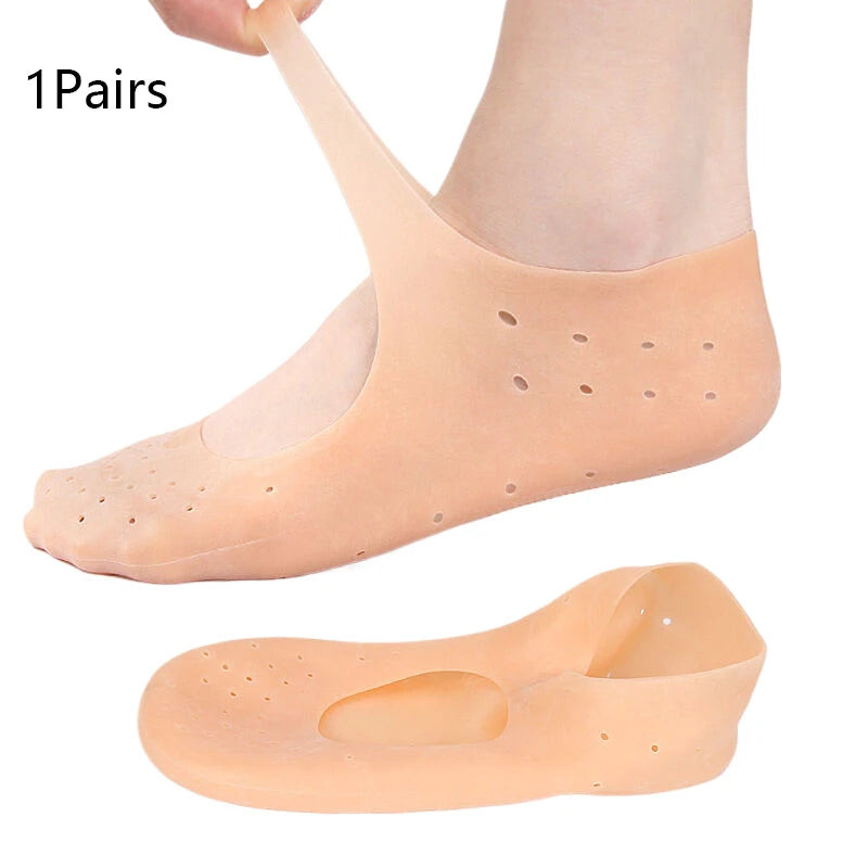 1Pairs S L Silicone Moisturizing Spa Socks Gel-infused Foot Care Qme Nude
