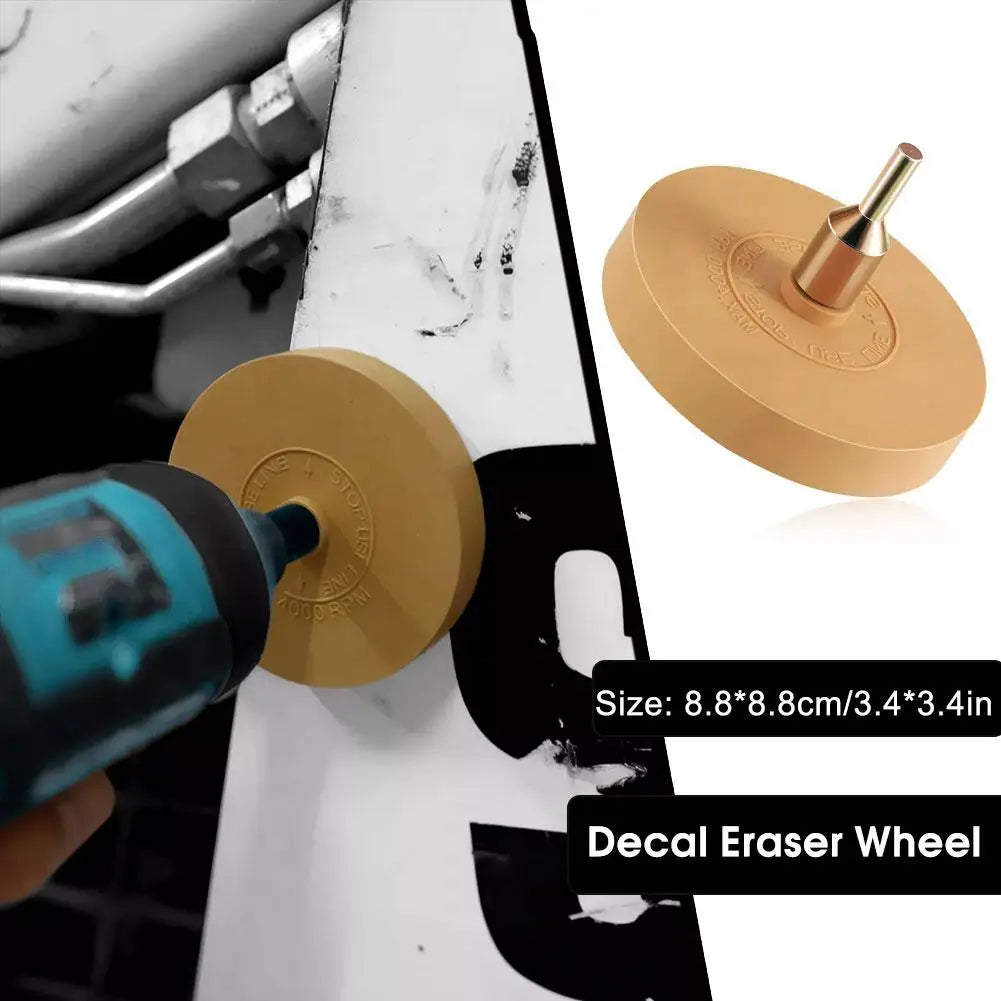 NEW 90mm Decal Remover Eraser Wheel Car Decal Vinyl Tape Adhesive Remover Wheel for Drill Rubber Eraser Cleaning Tool Qme Default Title