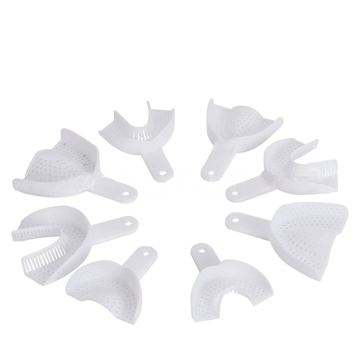 10pcs disposable dental trays impression uperization reuse Dental materials Top bite plastic dentistry materials Qme White 10-piece set (