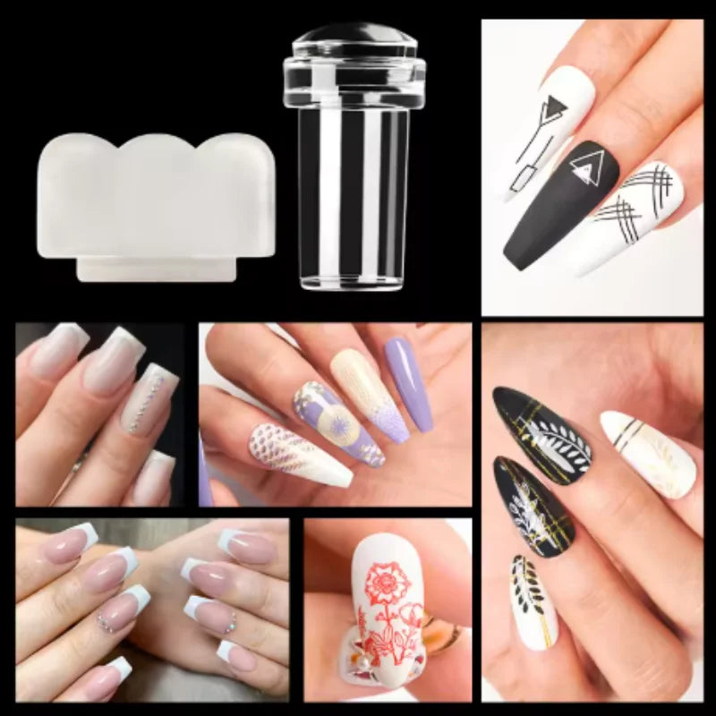 1/3/5pcs Transparent Silicone Nail Art Stamping Kit French Design For Manicure Plate Stamp Polish Seal Two Side Stamper Qme