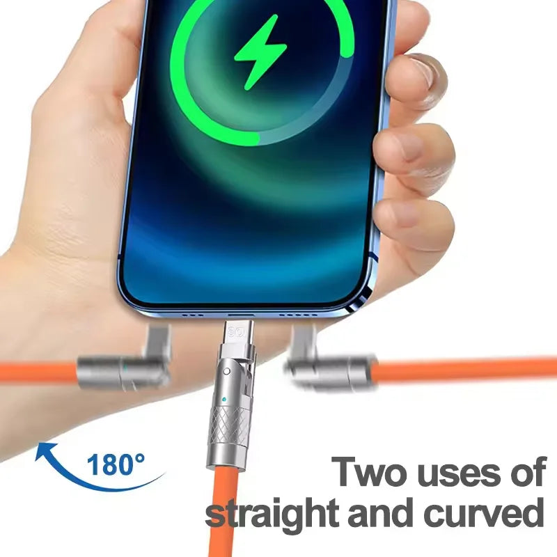120W 6A Mobile Phone Type C Fast Charging Cable Rotating Head Charging Wire USB Data Cable For Samsung Xiaomi Huawei Data Cord Qme