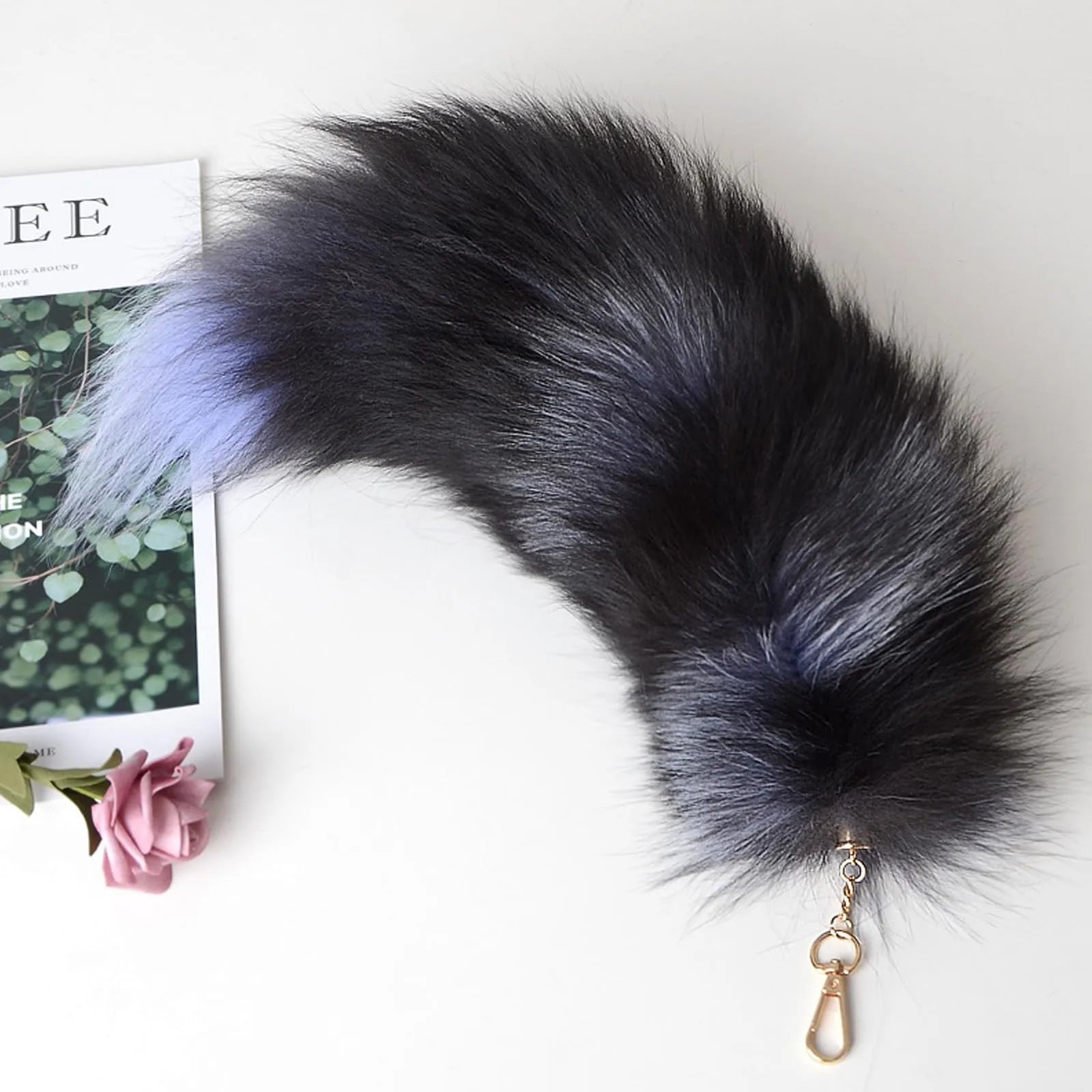 Lovely Plush-Fox Tail Bag Pendant Furry Racoon Tail Keyring Keychain Cute Pompoms Keyring Bag Decor Accessory Holiday Party Gift Qme J One Size