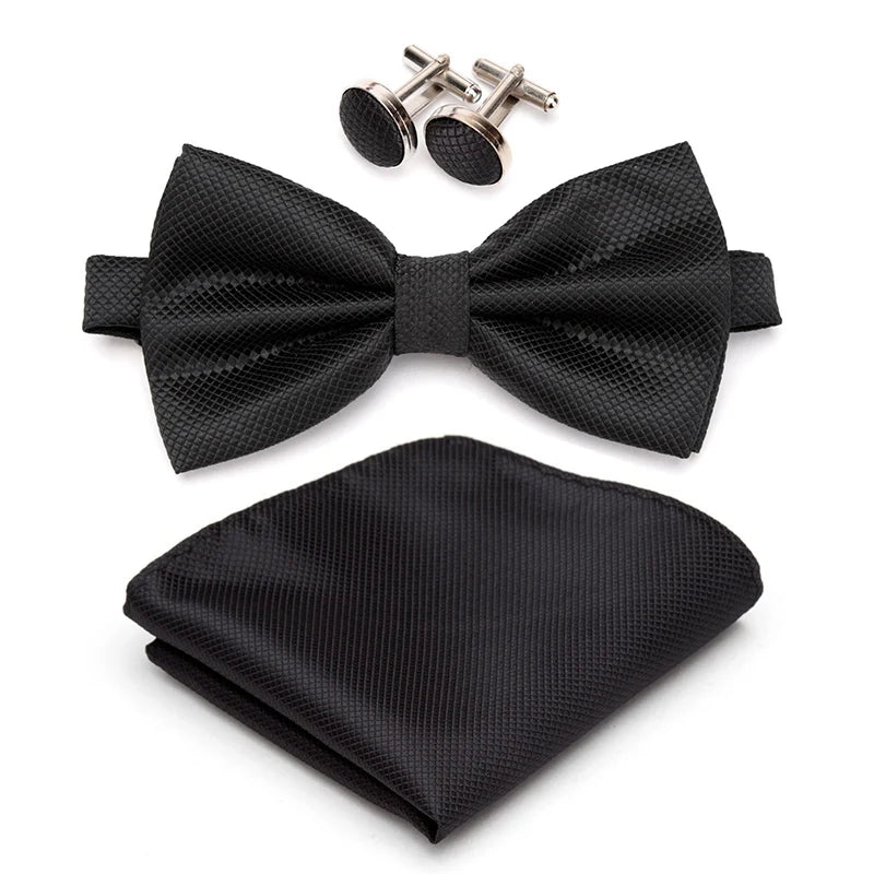 Men Bowtie Plaids Classic Fashion Wedding Party Formal Cufflinks Bow Qme