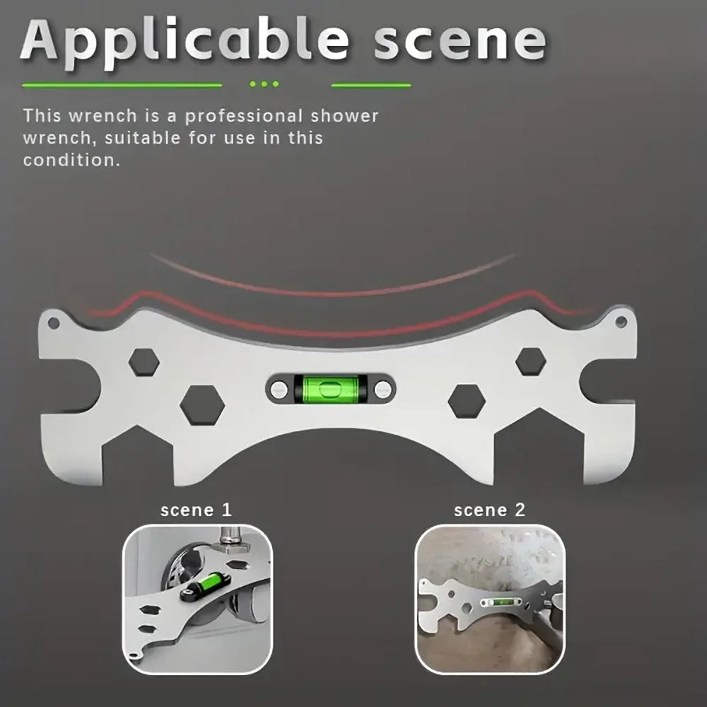 Multifunctional Wrench Bend Angle Leveling Wrench Shower Faucet Universal Repair Wrench Bathroom Maintenance and Installation Qme