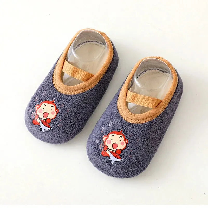 Baby Anti-slip Socks Newborn Warm Crib Floor Shoes with Rubber Sole for Children Boy Toddler Foot Girl Infant Cute Kids Slippers Qme S(1-2Years) purple