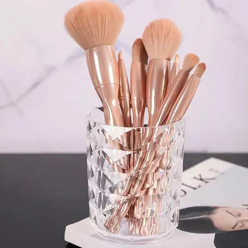Cosmetic Brush Holder Cup Transparent Pen Dressing Table Storage Qme