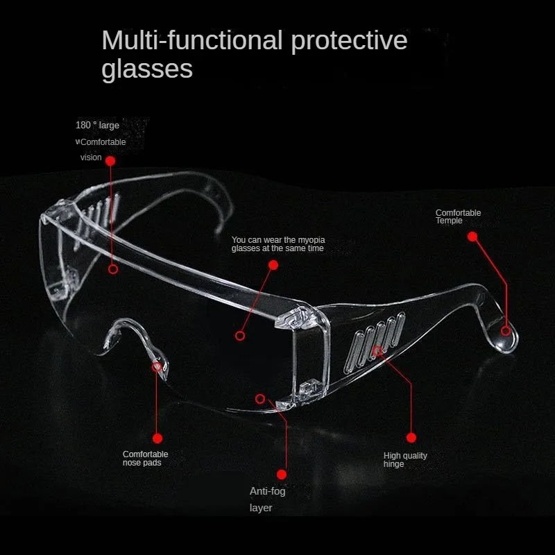 1PCS Industrial Safety Goggles Anti-Dust Windproof Anti-Splash Impact Resistant Protective Eyewear for Lab Work Qme