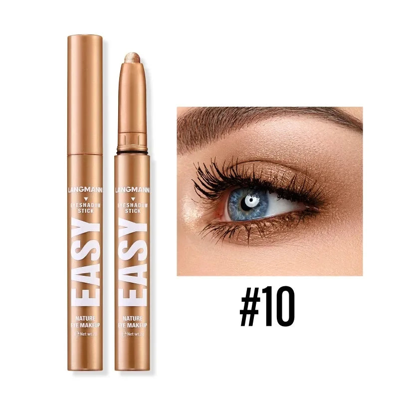 Smoky Dark Black Eyeshadow Pencil Stick Waterproof Pearlescent Matte Metallic Glitter Eye Shadow Highlighter Pen Make Up Tool Qme 10