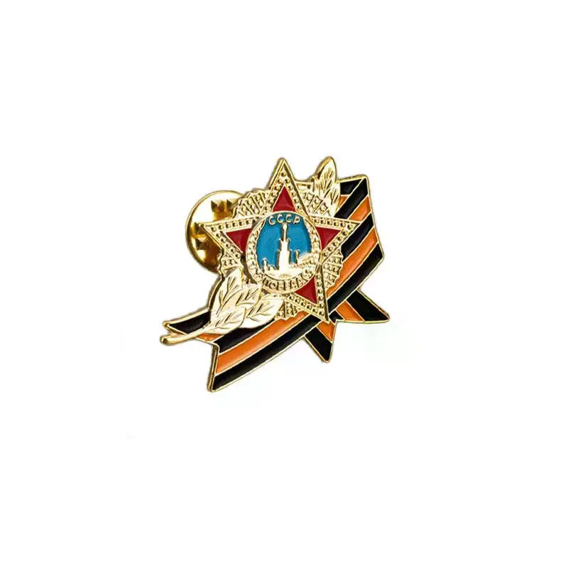 Ribbon Badge With Russian Flag Enamel Lapel Pin Victory Day Order Memorial Brooch Festive Symbol Pin Qme