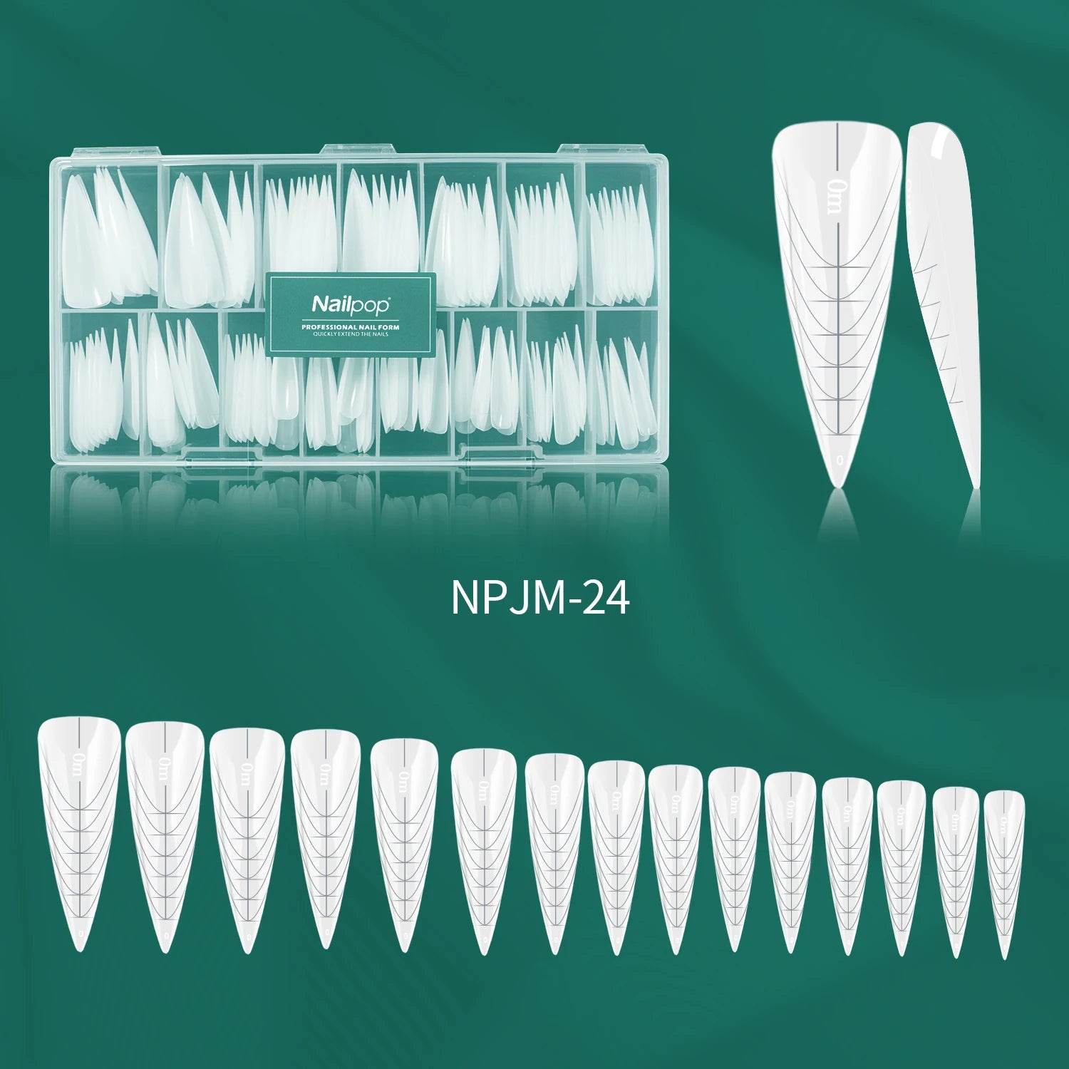 Nailpop Box Nail Dual Forms Square Coffin Quick Building Gel Mold Qme JM24-WHITE 150