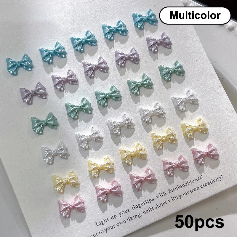 DIY Craft Supplies Pearlescent 3D Nail Art Bow Charm Nails Decoration Qme Multicolor