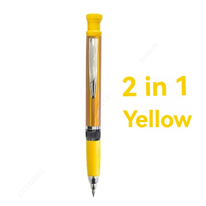 Solid Carpenter Mechanical Pencil With Built-in Sharpener 2.8mm Refillable,Deep Hole Marker for Woodworking Construction Tool Qme 1pc yellow pencil