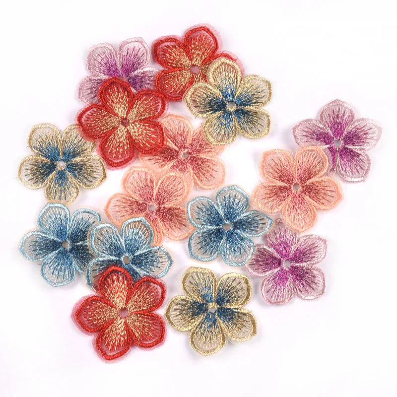 10pcs 4.5cm Big Flower Multicolor Lace Patches Embroidery Appliques For Sewing Clothes Accessories DIY Supplies Handmade Crafts Qme