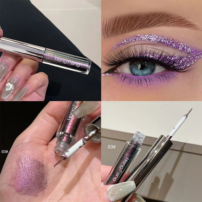 Flash Liquid Eyeliner Durable Shiny Waterproof Colored Liquid Eyeliner Eyeshadow Metallic Pearlescent Chameleon Eyeliner Makeup Qme Eyeliner 03