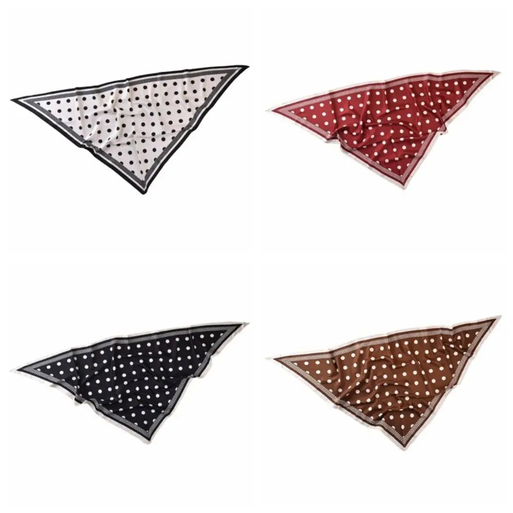 Vintage Printed Polka Dot Triangle Scarf Thin Polyester Jeans Waist Belt Versatile Bandana Imitation Silk Scarf Office Style Qme