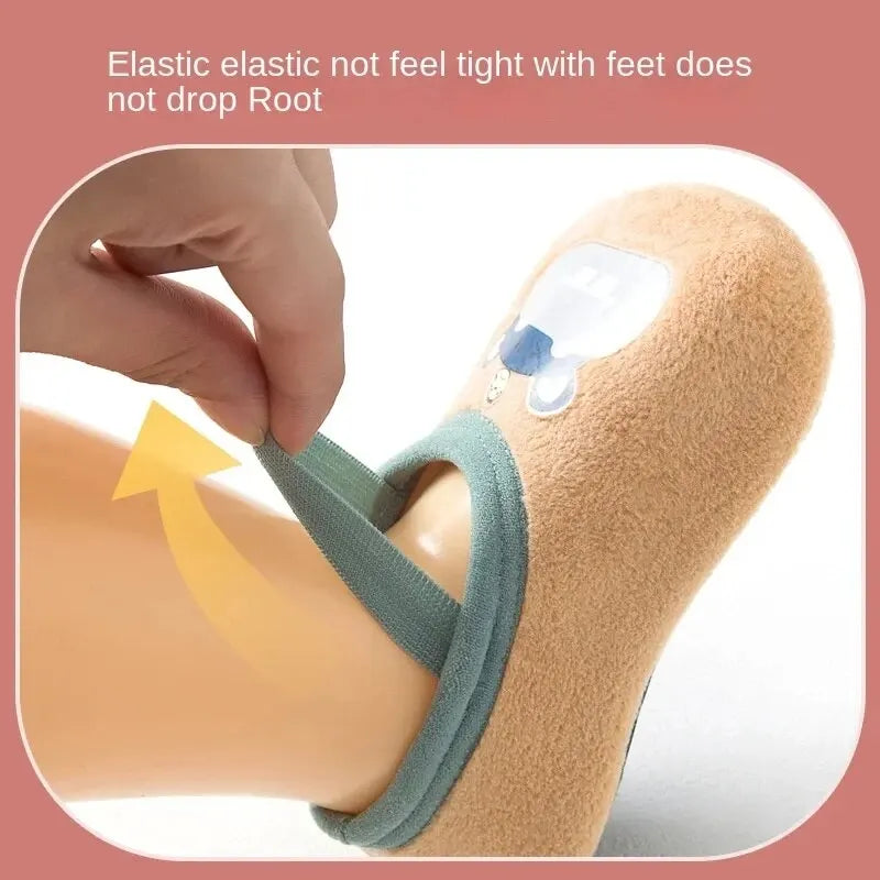 Baby Anti-slip Socks Newborn Warm Crib Floor Shoes with Rubber Sole for Children Boy Toddler Foot Girl Infant Cute Kids Slippers Qme