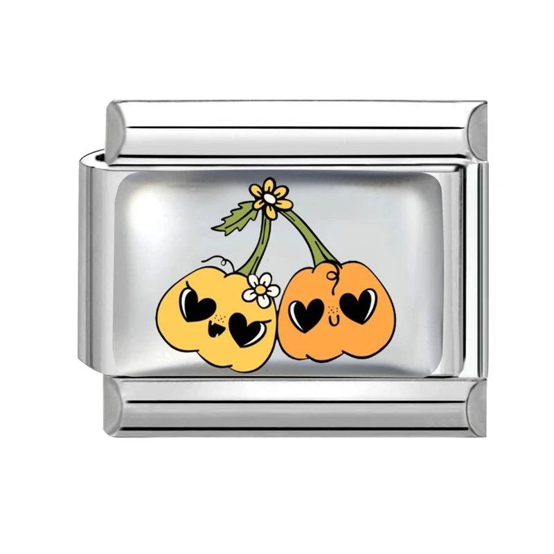 2026 Design Halloween Cherry Bow Pumpkins Ghost Italian Charm Links