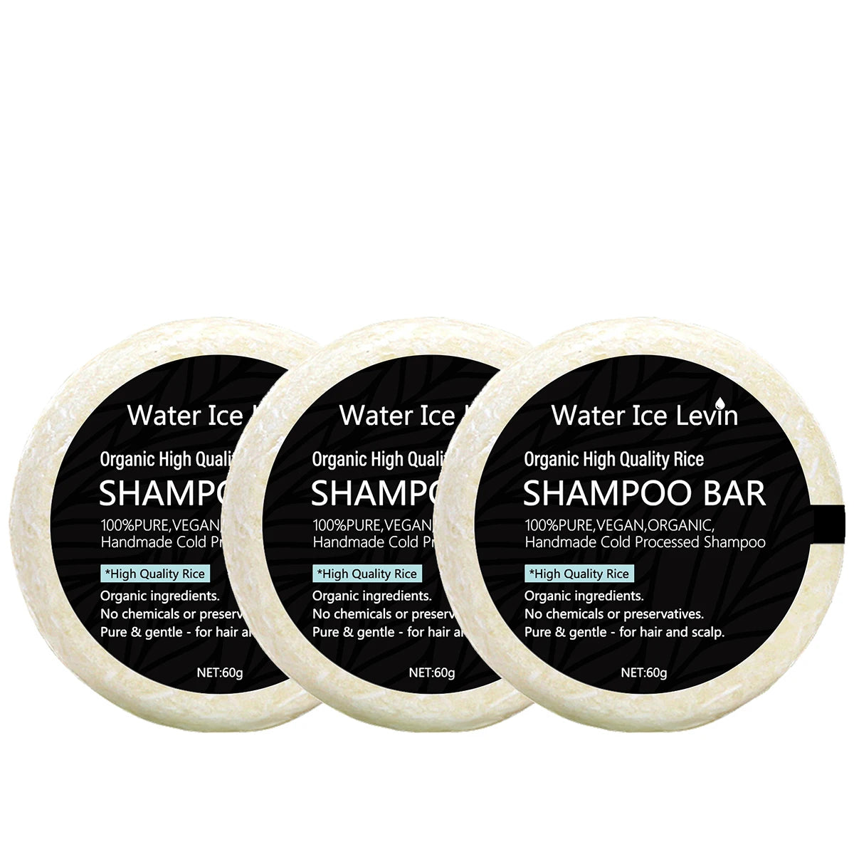 Organic High Quality Rice Shampoo Bar Handmade Cold Processed, Chemical-Free with Shea Butter & Coconut Oil for All Hair Types. Qme coconut 60g
