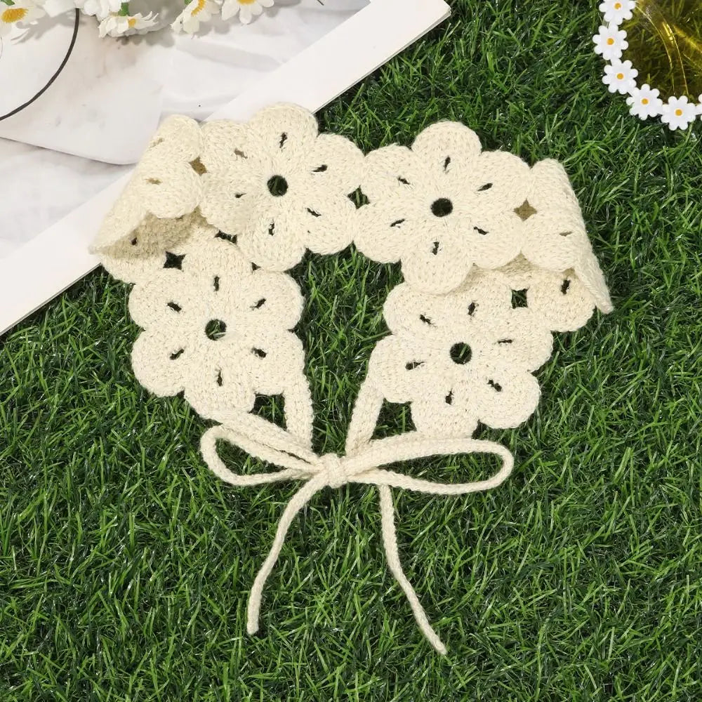 Cute French Knitted Headband Floral Retro Crochet Flower Hair Band Qme