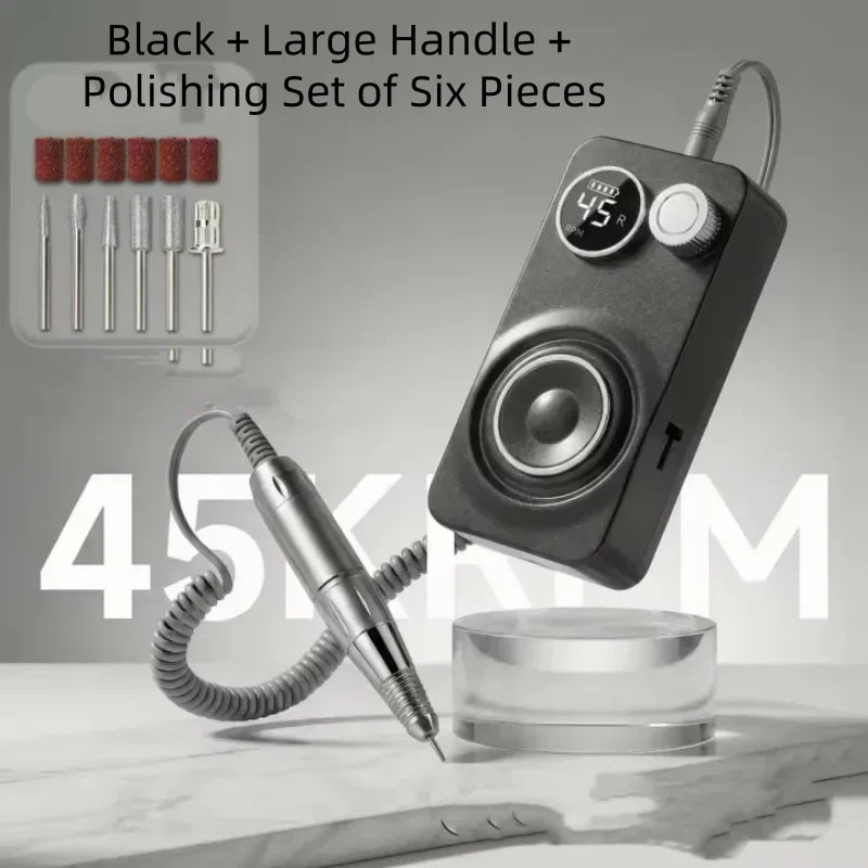 35000RPM Portable Low Noise Electric Handle Nail Remover Dead Skin Removal Nail Polish Grinding Machine for Nail Salons Qme 1pcs Black A