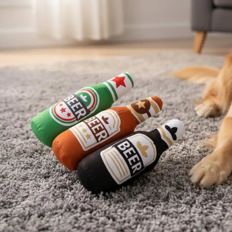 Chewable Interactive Sound Toys Realistic Beer Bottle Shaped Squeaky Qme