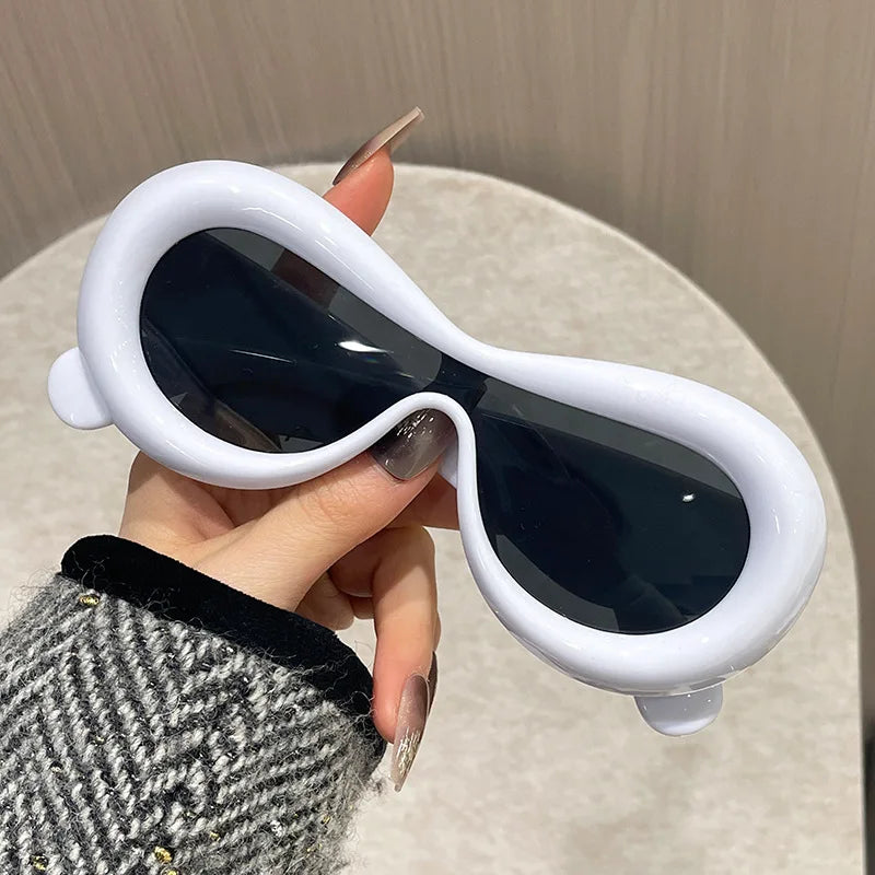 New Oval Sunglasses for Men Women Fashion Retro Brand Design Shades Eyewear Female Candy Color Goggle Sun Glasses Qme WT