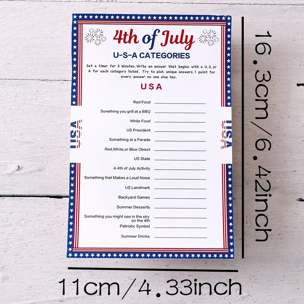 10 50Pcs Independence Day “Usa” Game Cards: Creative Independence Day Gifts and Board Games for Students—Party Supplies Qme