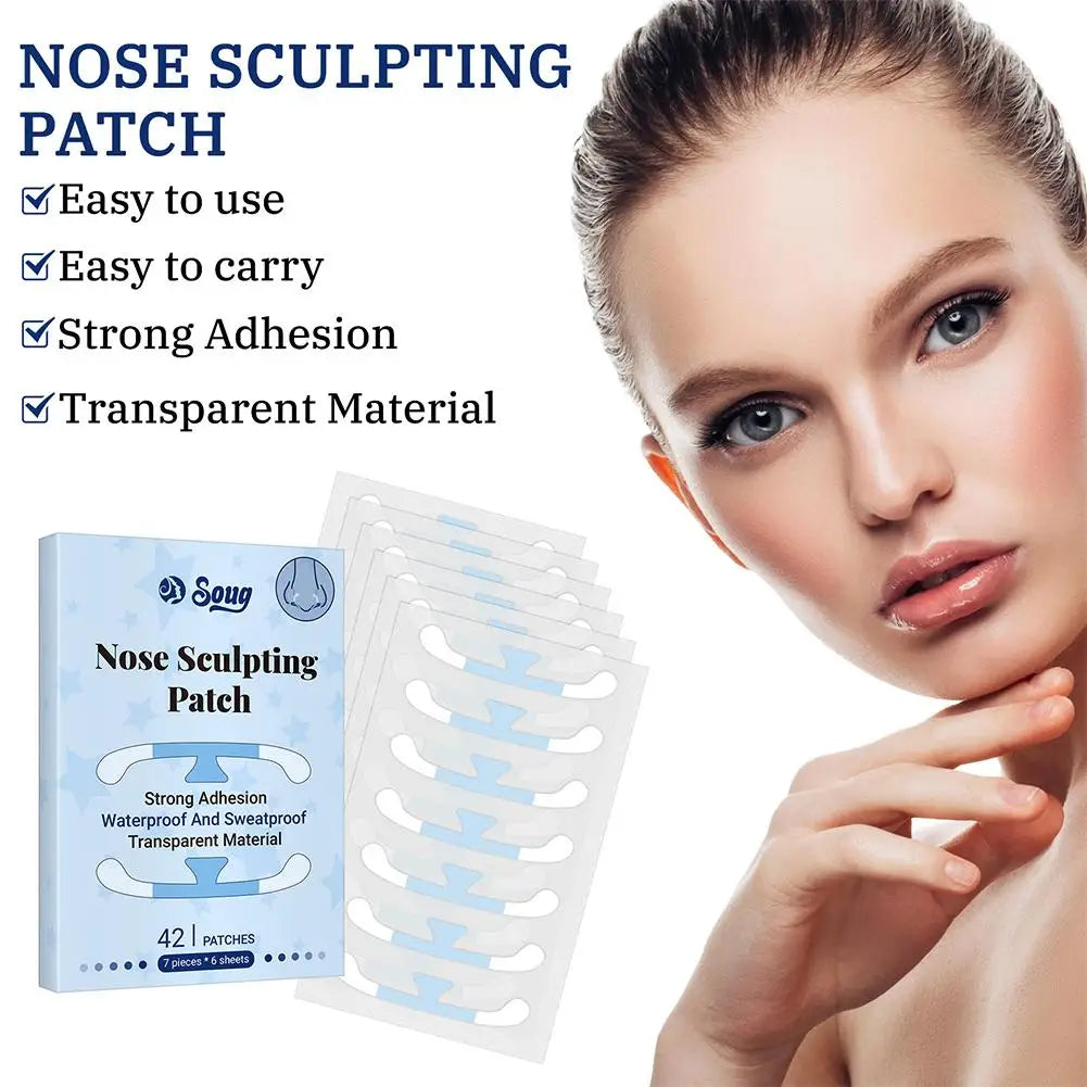 42PCs Shrinking Nose Wing Stickers Invisible Nose Shrink Patch For Cosplay Special Nose Shrink Beauty Strips Nose Shaper Lifting Qme