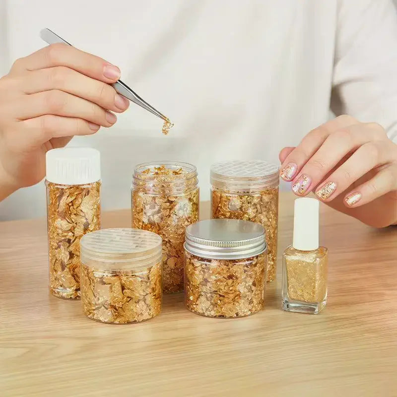 2 5 Metallic Foil Flakes Gold Colorful Alloy Arts Nails Painting DIY Qme