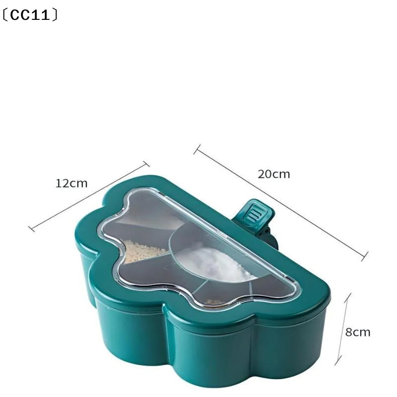 6 Grids Seasoning Box Container Clear Lid Scoops Storage Salt Sugar Qme