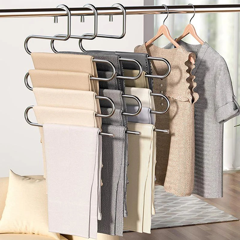 Non-slip Pant Storage Rack Cloth Multiple Functions Hanging 5 Layers Qme