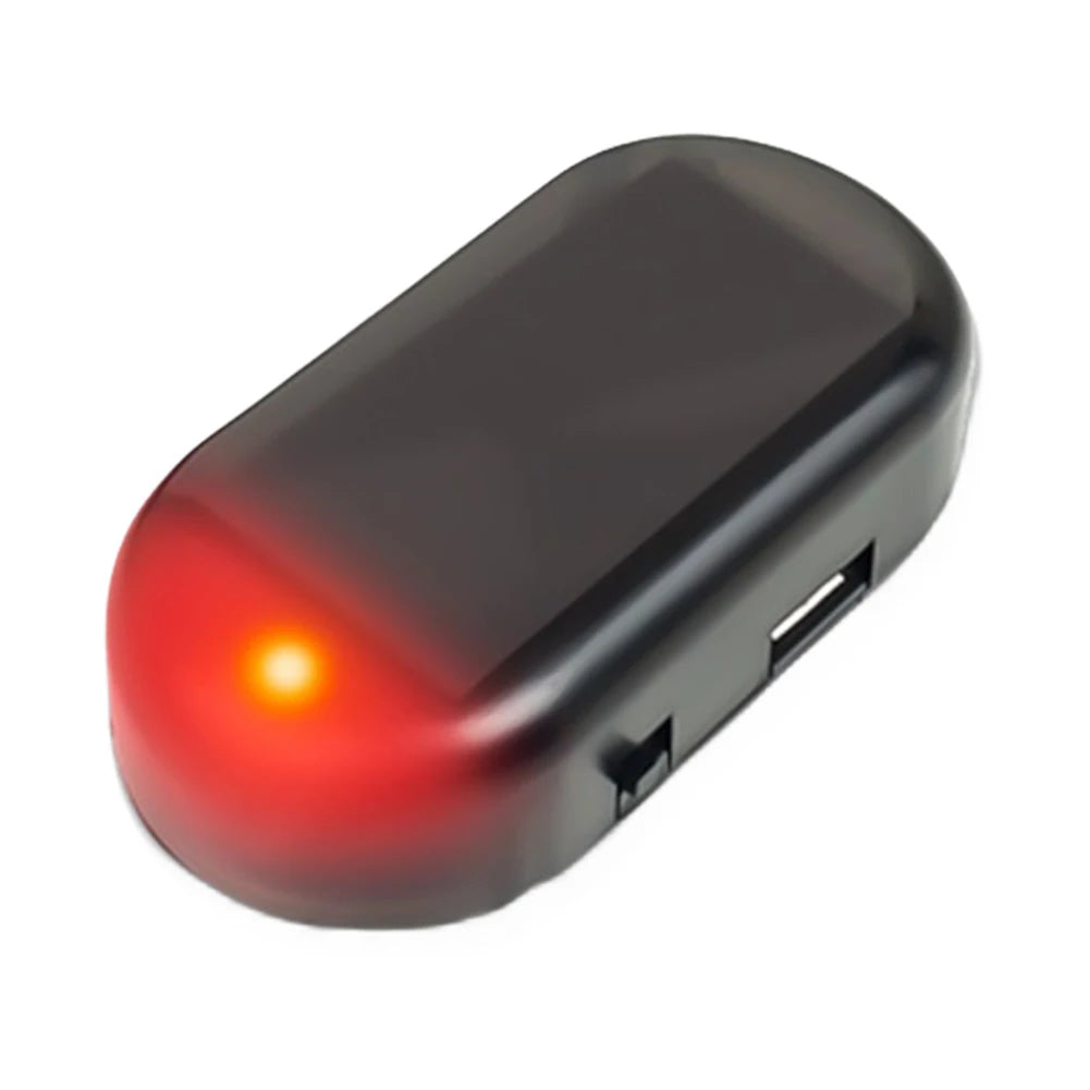 Solar Powered Car Fake Security Light Blue/Red Light Simulated Dummy Alarm Wireless Strobe Signal Alarm Anti-Theft Caution Lamp Qme Red