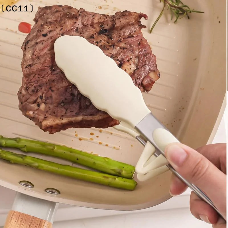 Silicone BBQ Grilling Tong Cooking Salad Bread Serving Non-stick Qme