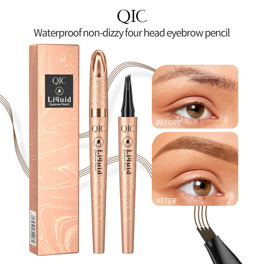 4 Tips Eyebrow Pen Waterproof Anti-smudge Long Lasting Liquid Brow 4 Colors Microblading Natural Wild Eyebrow Makeup Qme