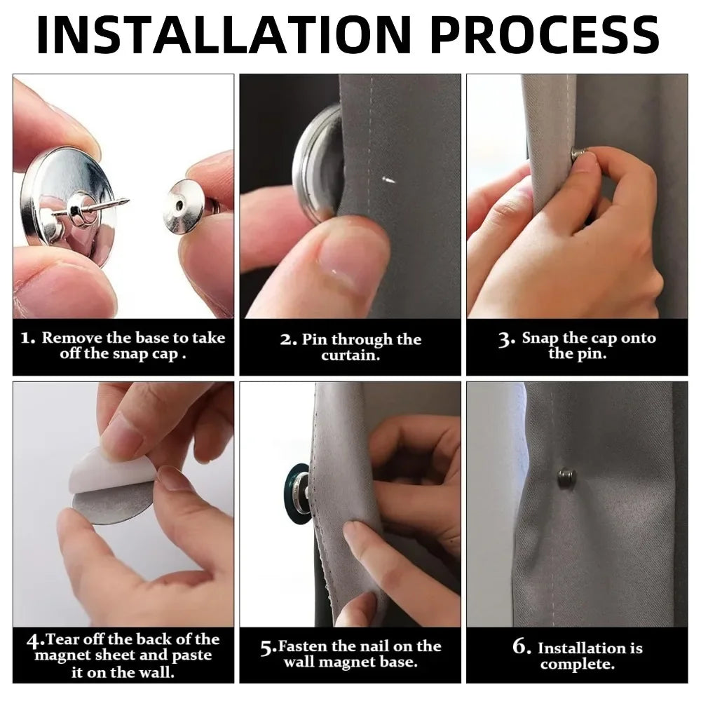 15Pairs Curtain Magnetic Buckle Detachable Curtain Magnet Buckle Suitable for Curtains - Install Wall Monted Magnetic Buckle Qme