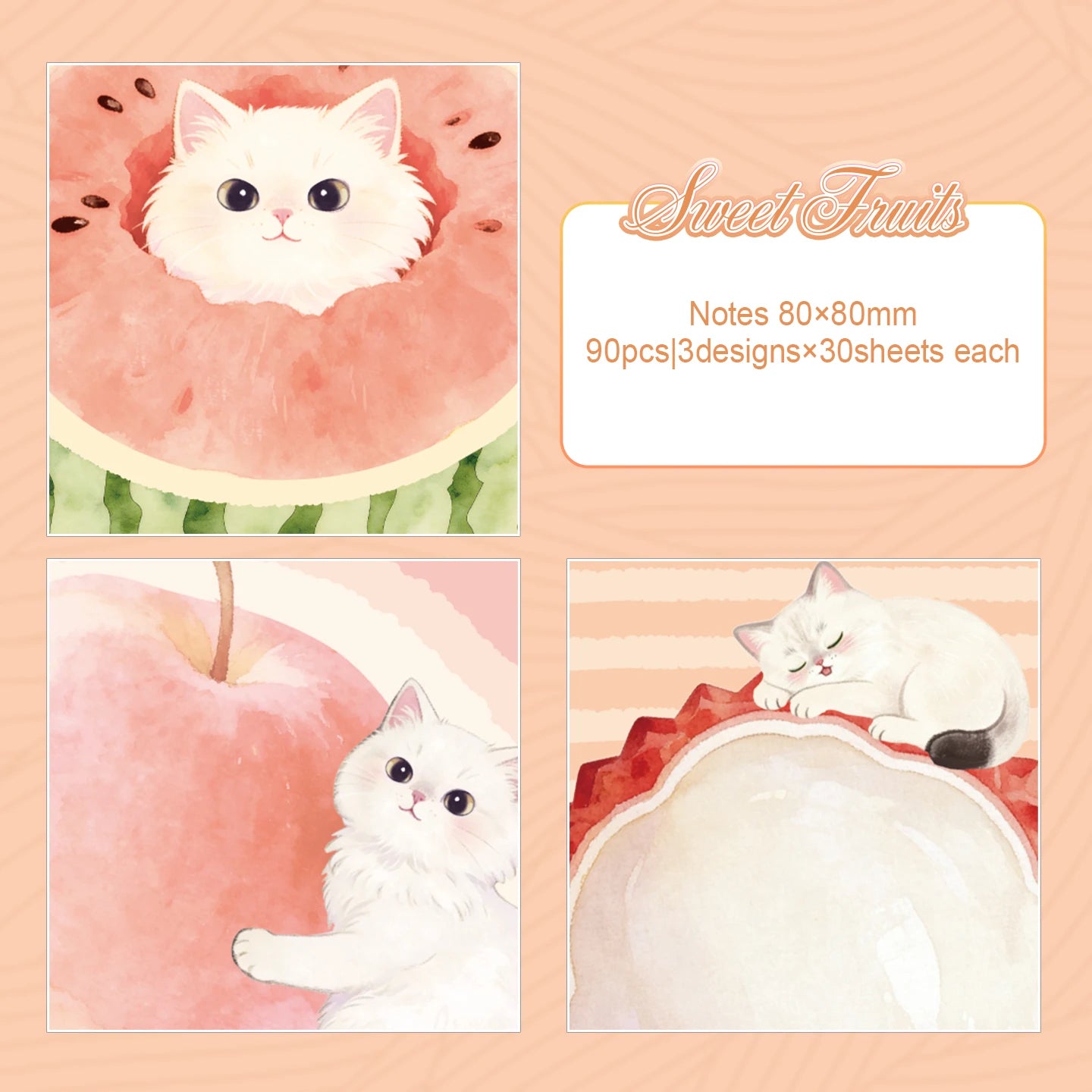 TIANZI 90 Sheets Daily Do It Check List Memo Pad Scrapbooking Cat Cartoon Message Paper Kawaii Cute Sticky Notes School Supplies Qme A