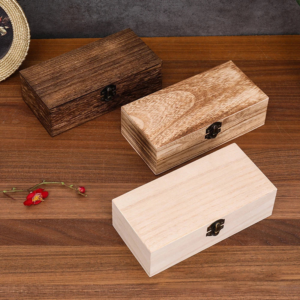 1PC Wooden Gift Box - Rectangular Wooden Box - Colored Storage Box - Wooden Gift Packaging Box Qme