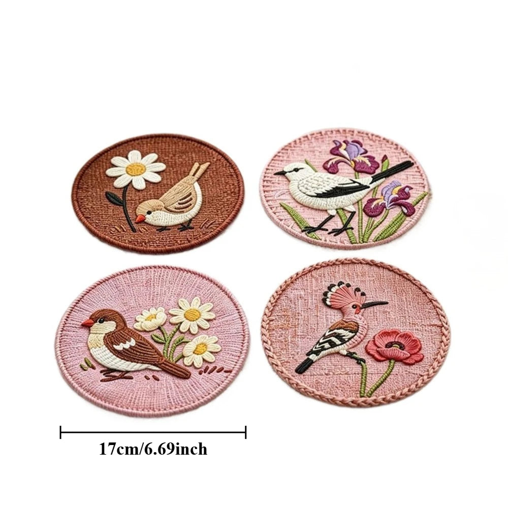 Round Faux Woven Print Heat Resistant Nonslip Placemat Coaster Qme