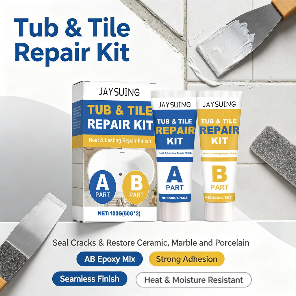 Tub & Tile Repair Kit Repair Damaged Tile Bathtub Fill Cracks Waterproof Stain-Resistant Ceramic Marble Crack Filler Sealing Set Qme
