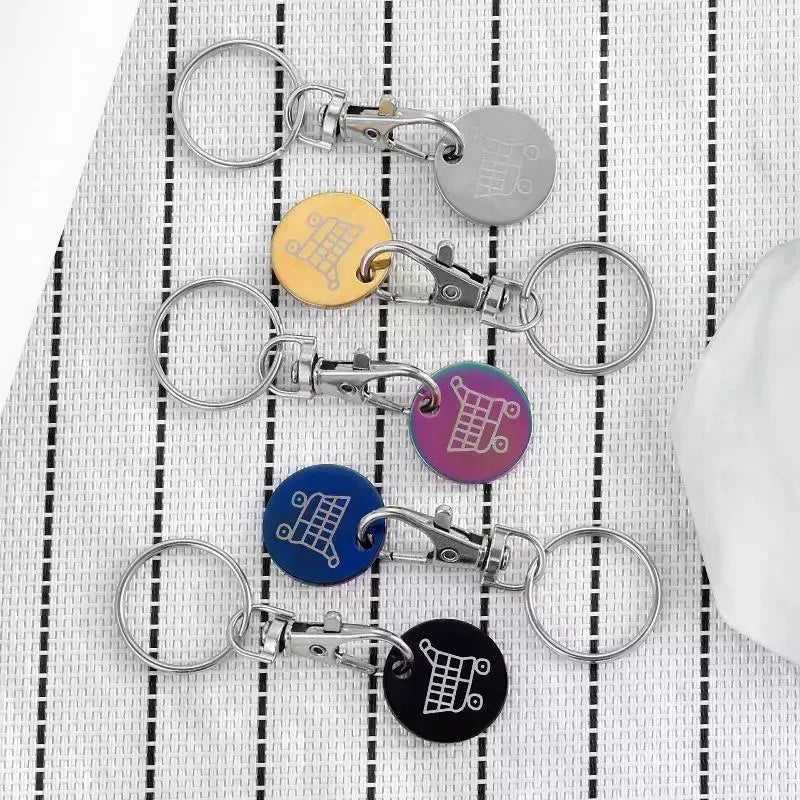 1 PCS Supermarket Token Keychain, Stainless Steel Mini Shopping Cart, Portable Stylish Pendant Qme