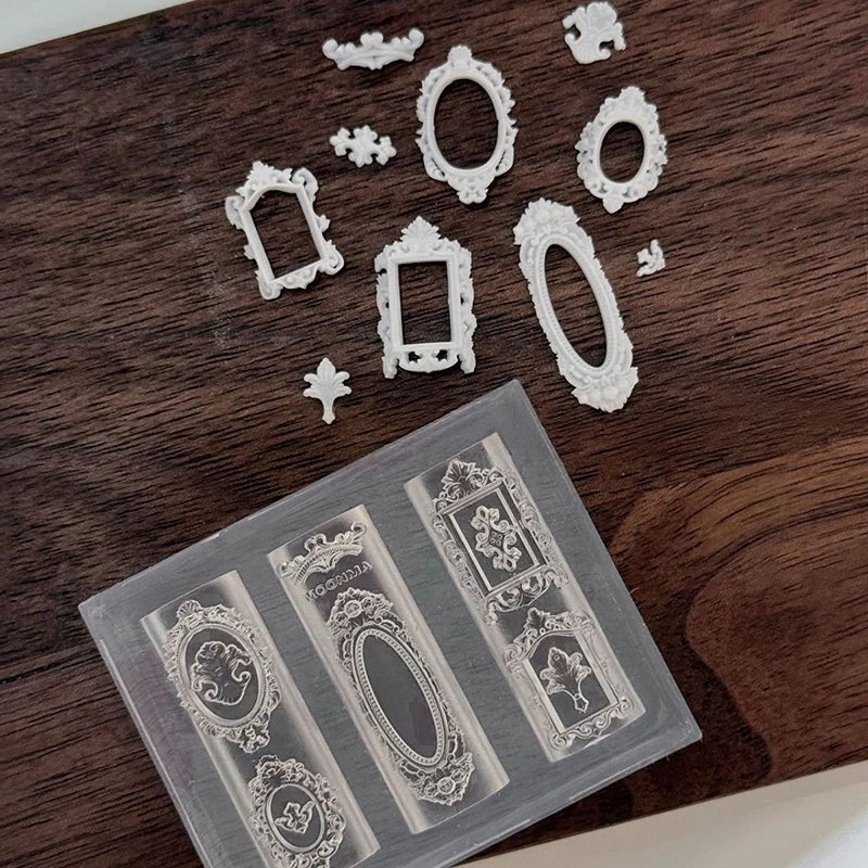 European Retro Photo Frame Shape Silicone Nail Mold Stamping Nails Qme