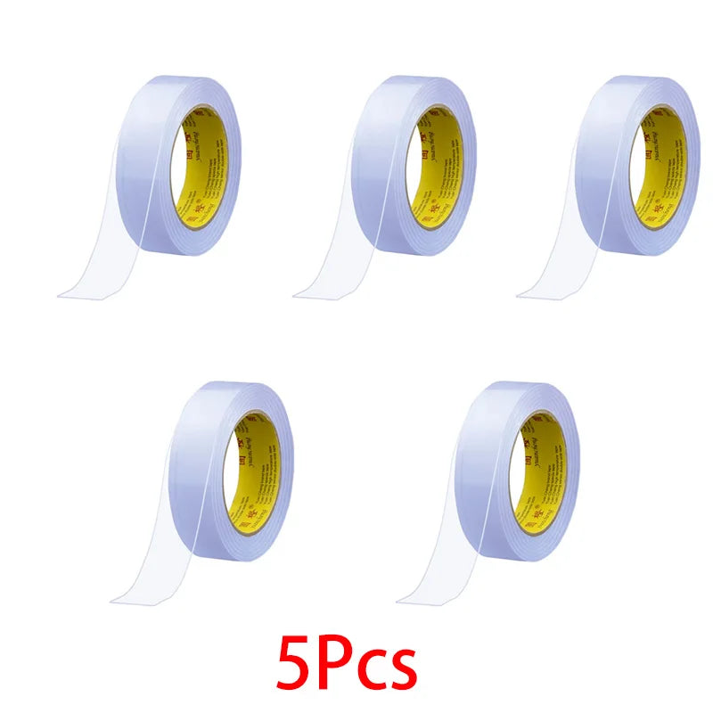 5M Nano Tape Double Sided Tape Transparent Reusable Waterproof Adhesive Strong Tapes Cleanable Kitchen Bathroom Supplie Qme 5Pcs-Transparent 5M 50mm