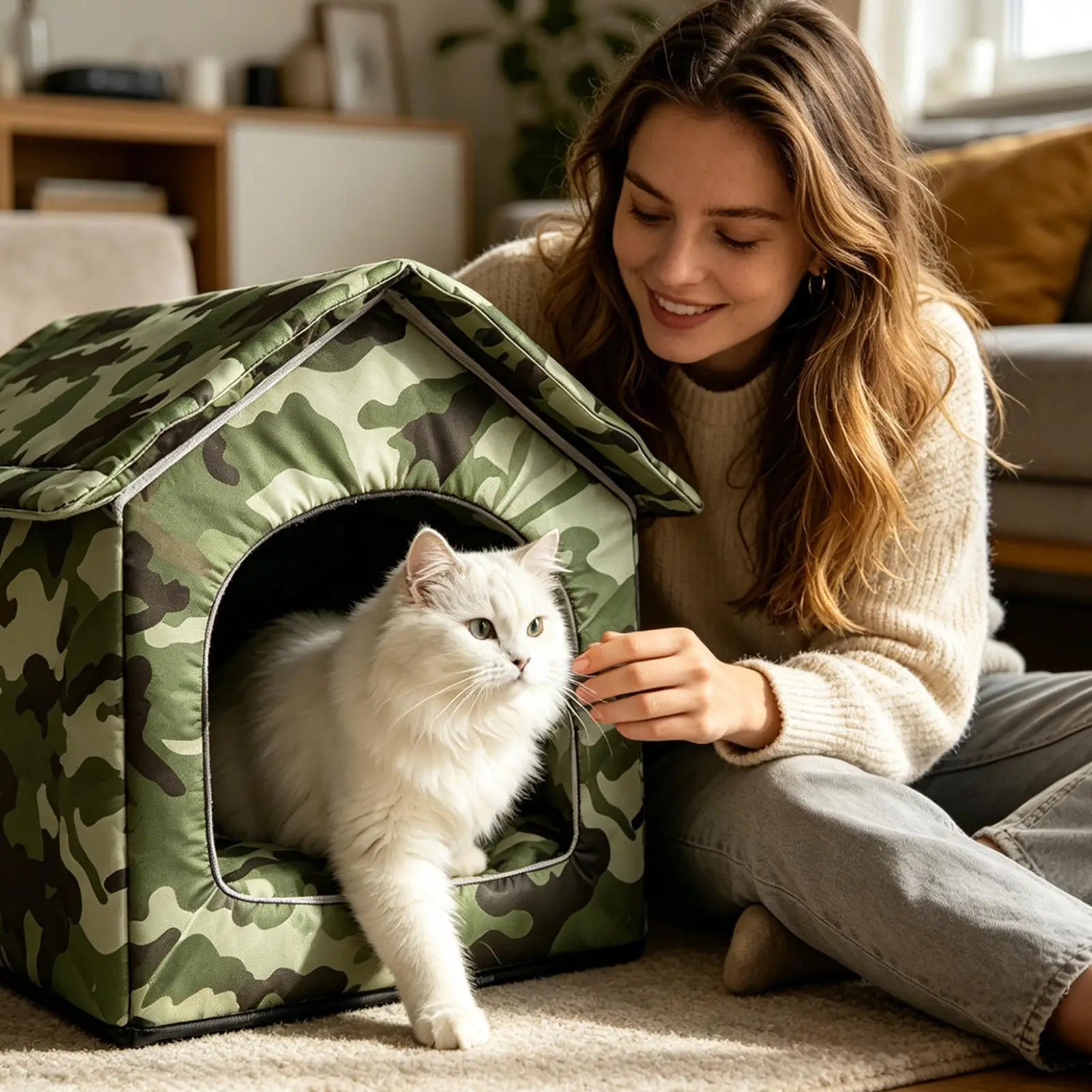 Cooling Cat House Waterproof Kitten House Cool Down Cat Nest for Pet Parents Trainers Animal Lovers Apartment Home Office Qme