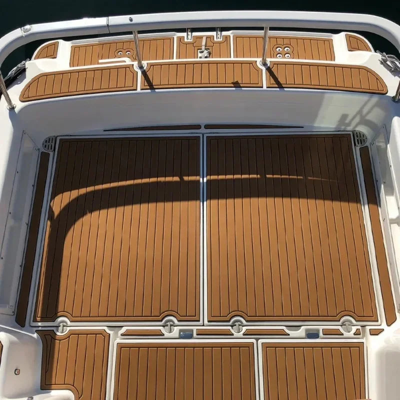 2.4m Self-Adhesive EVA Foam Boat Marine Flooring Faux Teak Decking Sheet Striped Yacht Mat 8 Styles Brown Gray Gold Black Qme