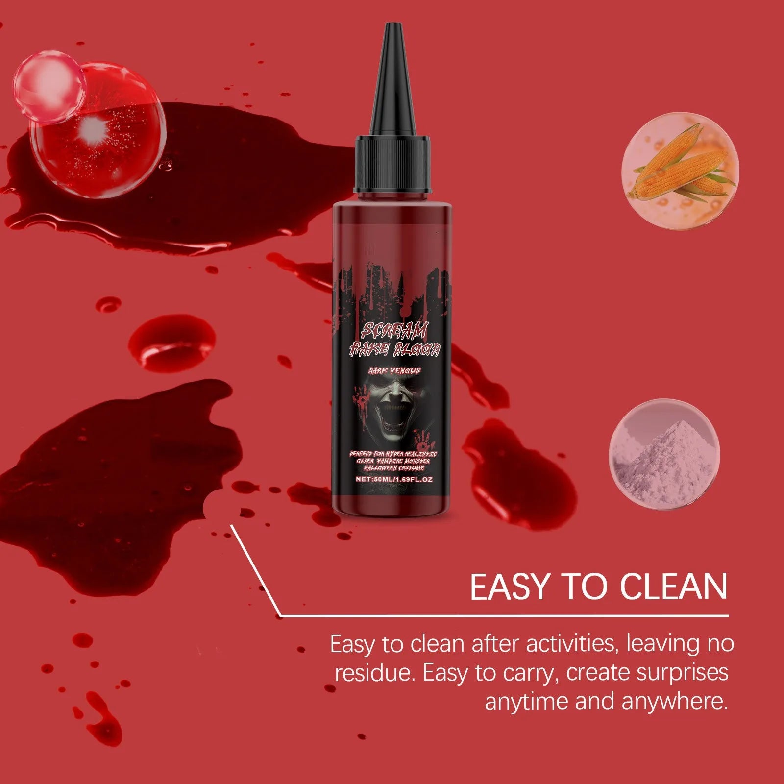 Halloween Fake Blood Washable Bloody For Costume Halloween Vampire Makeup Fake Blood Spray For Cosplay Festive Atmosphere Suppli Qme